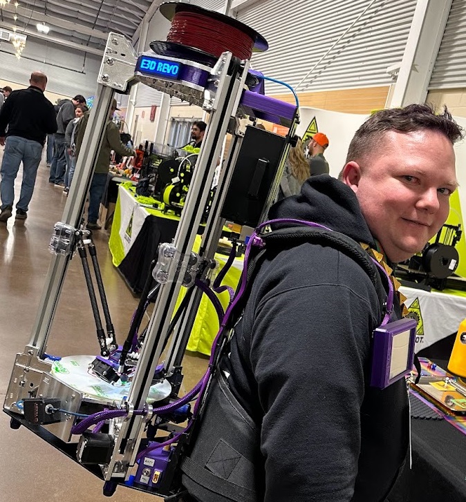 Mitch with 3D printer backpack at RMRRF